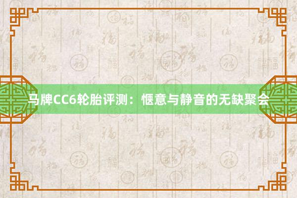 马牌CC6轮胎评测：惬意与静音的无缺聚会